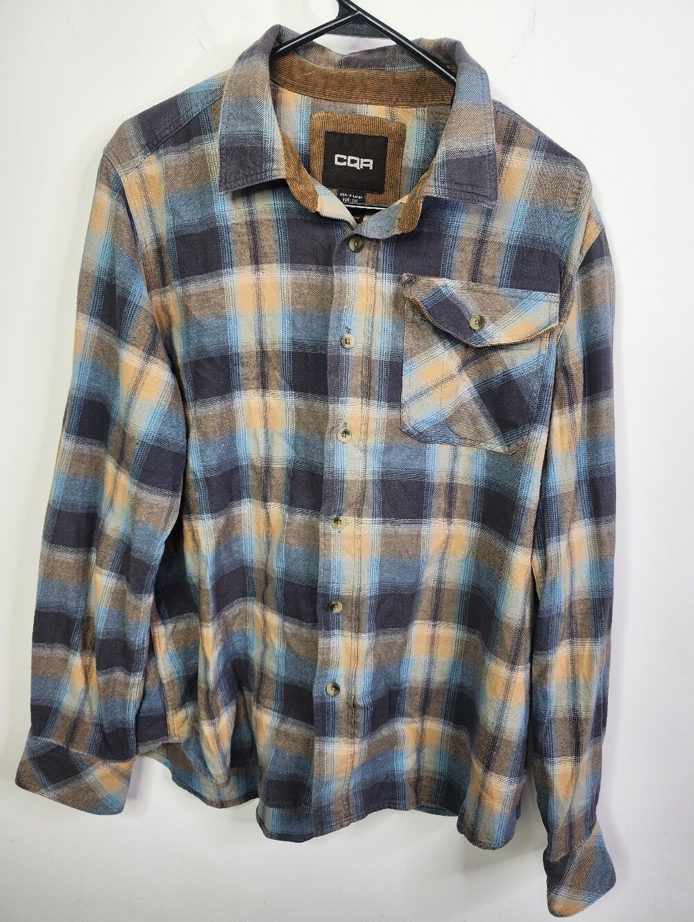 Cotton Flannel, Long Sleeve Casual Button Up Plaid Shirt, Brushed Outdoor